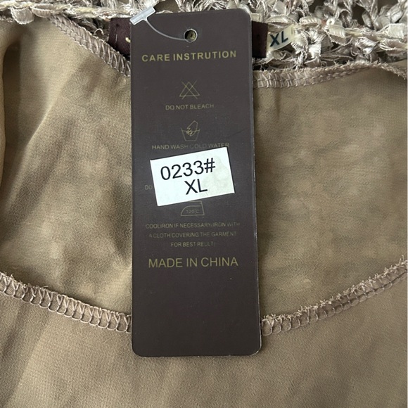 John Fashion Sweater Women's XL Brown Chiffon Uderlayers Open Knit Boho NEW - Picture 6 of 16